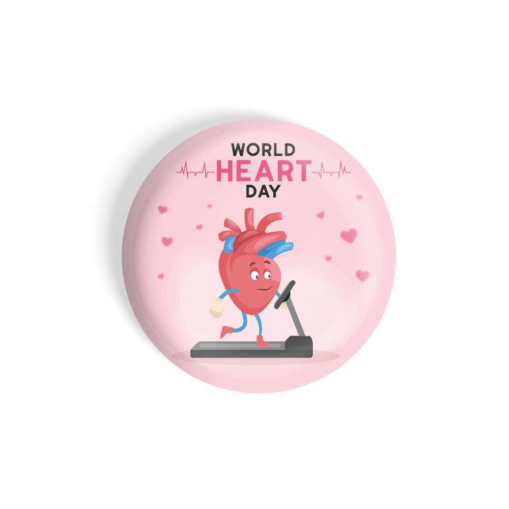 dhcrafts Round Fridge Magnet Pink World Heart Day Glossy Finish Design Pack of 1 (58 mm)